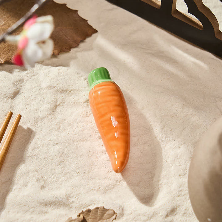 Buddha Stones Ceramic Vegetable Design Mini Tabletop Chopstick Holder - Carrot Approx. 6.2 × 1.7 × 1.3 cm - Ceramic - image 4