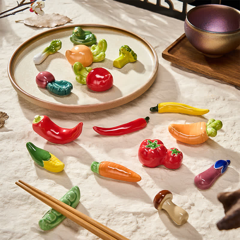 Buddha Stones Ceramic Vegetable Design Mini Tabletop Chopstick Holder - image 1