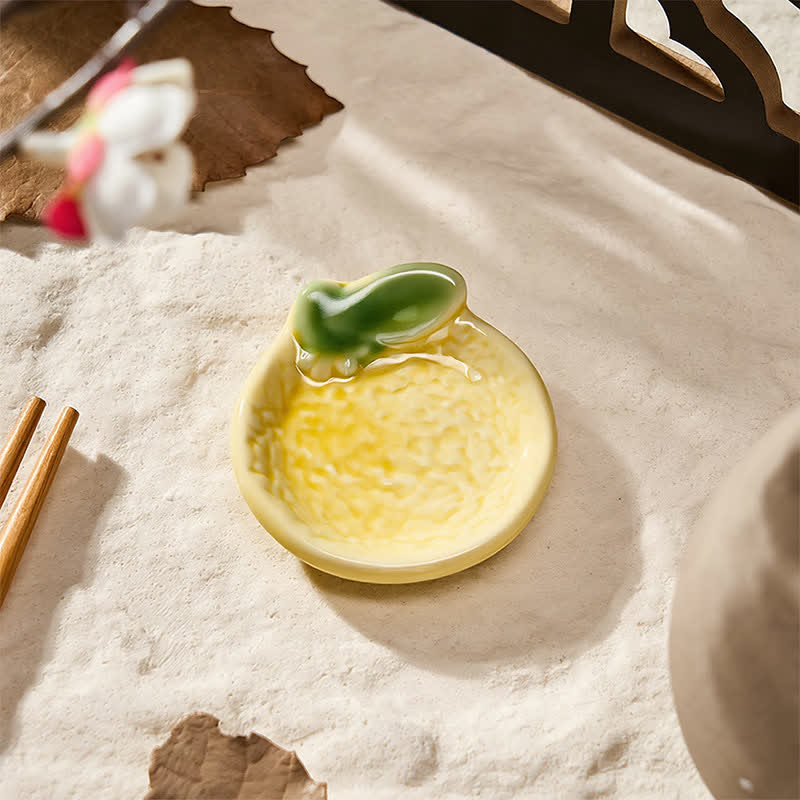 Buddha Stones Mini Ceramic Fruit Design Chopstick Holder - Tangerine Approx. 5 × 4.6 × 1 cm - image 2