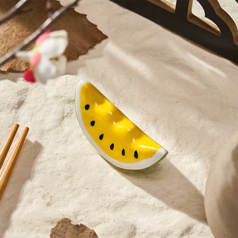 Buddha Stones Mini Ceramic Fruit Design Chopstick Holder - Yellow Watermelon Approx. 5.7 × 2.4 × 2.4 cm - image 19