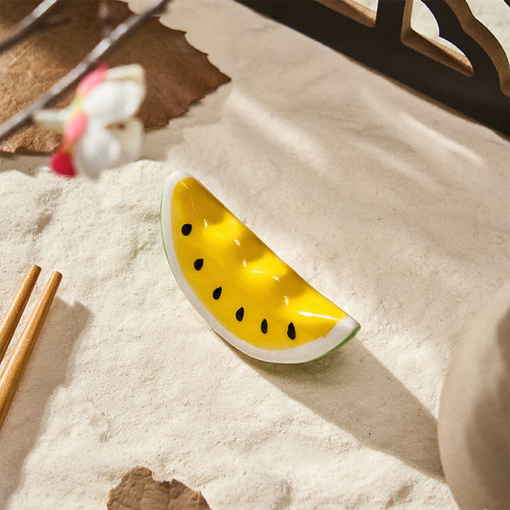 Buddha Stones Mini Ceramic Fruit Design Chopstick Holder - Yellow Watermelon Approx. 5.7 × 2.4 × 2.4 cm - image 19