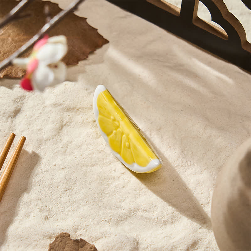 Buddha Stones Mini Ceramic Fruit Design Chopstick Holder - Yellow Tangerine Approx. 4.6 × 1.9 cm - image 11