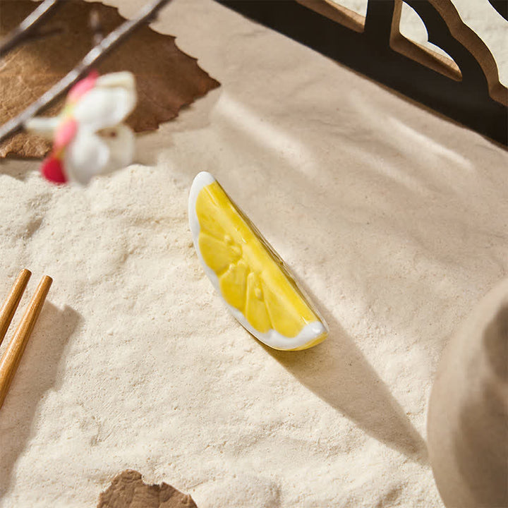 Buddha Stones Mini Ceramic Fruit Design Chopstick Holder - Yellow Tangerine Approx. 4.6 × 1.9 cm - image 11