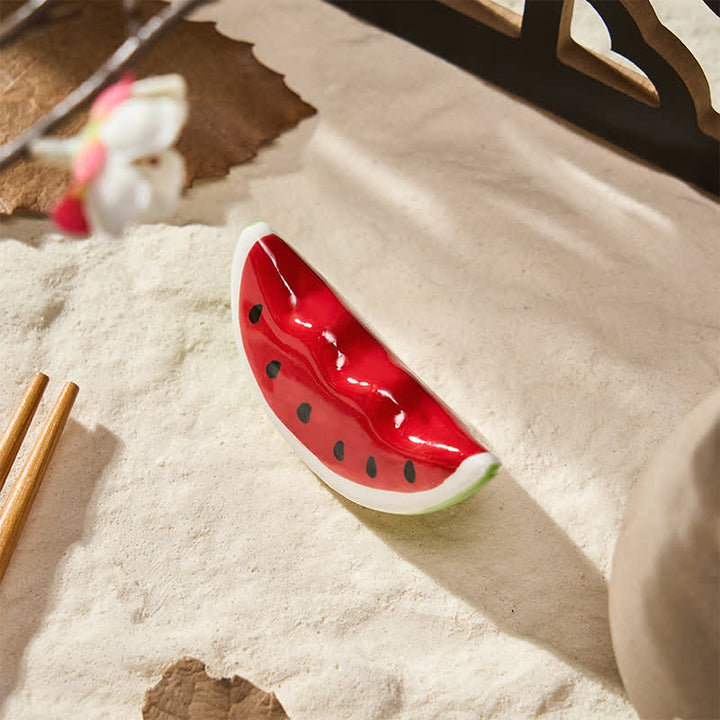 Buddha Stones Mini Ceramic Fruit Design Chopstick Holder - Red Watermelon Approx. 5.7 × 2.4 × 2.4 cm - image 17