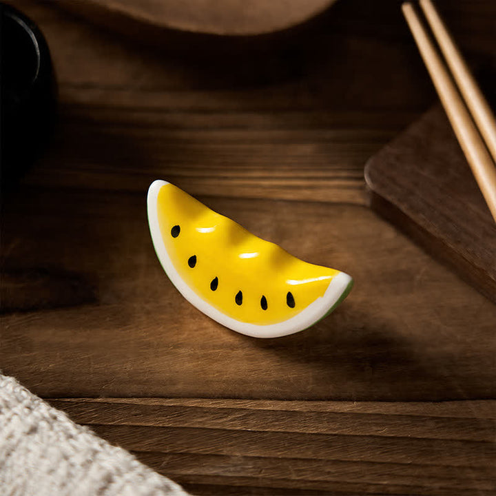 Buddha Stones Mini Ceramic Fruit Design Chopstick Holder - image 20