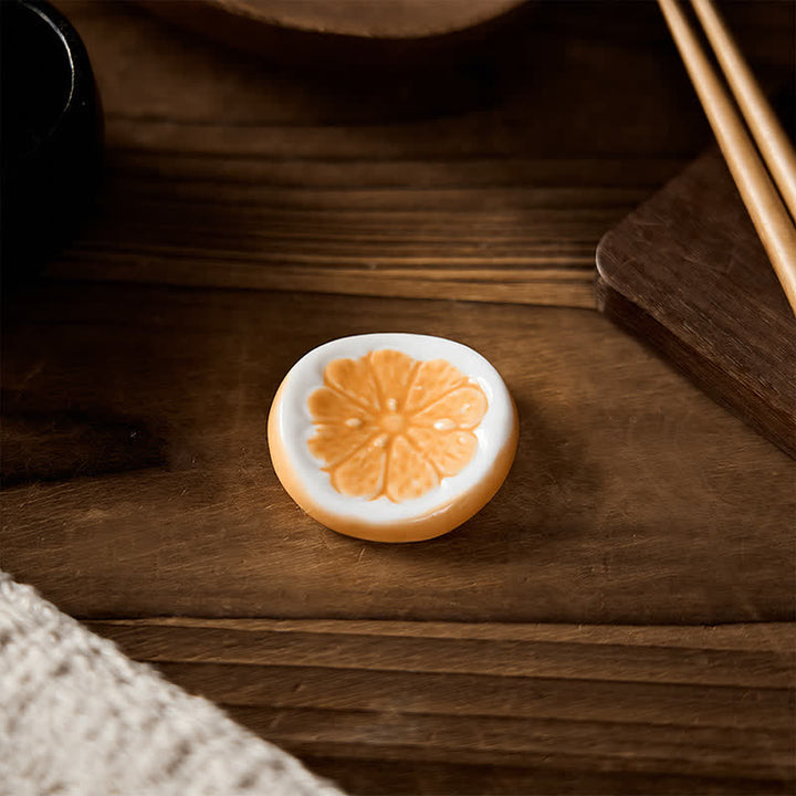 Buddha Stones Mini Ceramic Fruit Design Chopstick Holder - image 7