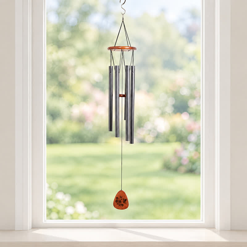 Buddha Stones Transformation Butterfly Wood Aluminum Tubes Wind Chime - image 1