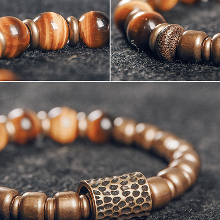 Buddha Stones Tiger Eye Stone Copper Protection Bracelet