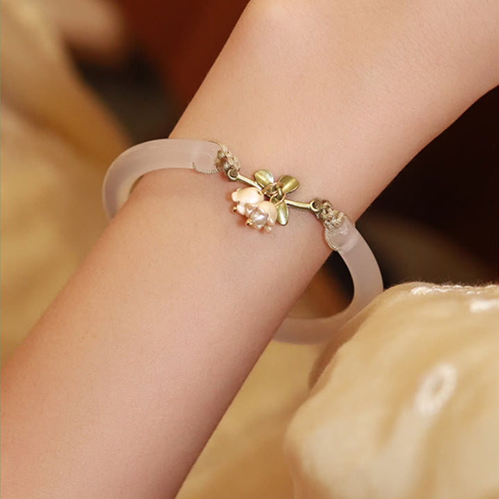 Lily of the Valley Flower Happiness Strength Bracelet Bangle - image 3