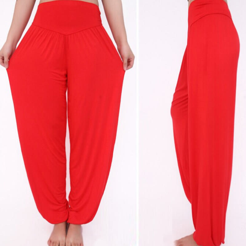 Buddha Stones Solid Color Modal Yoga Dance Long Harem Pants