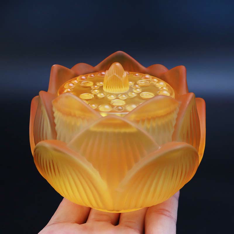 Lotus Liuli Crystal Healing Meditation Incense Burner - Small Yellow Lotus 10.5*8.3cm - image 1