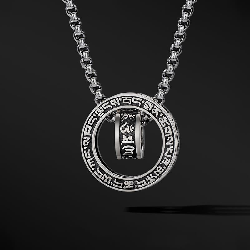 Buddha Stones Tibetan Om Mani Padme Hum Carved Peace Purity Chain Necklace Pendant - image 6