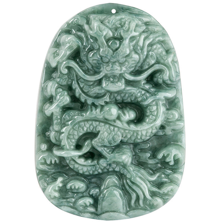 Buddha Stones Chinese Zodiac Dragon Jade Prosperity Necklace Bead String Pendant