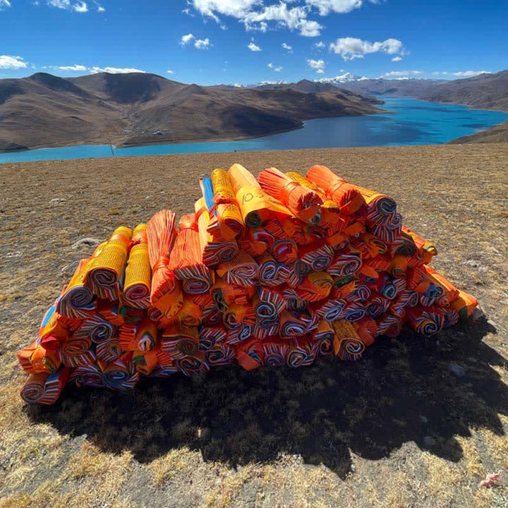 Buddha Stones Tibetan 5 Colors Silk Windhorse Auspicious Outdoor 25 Pcs Prayer Flag