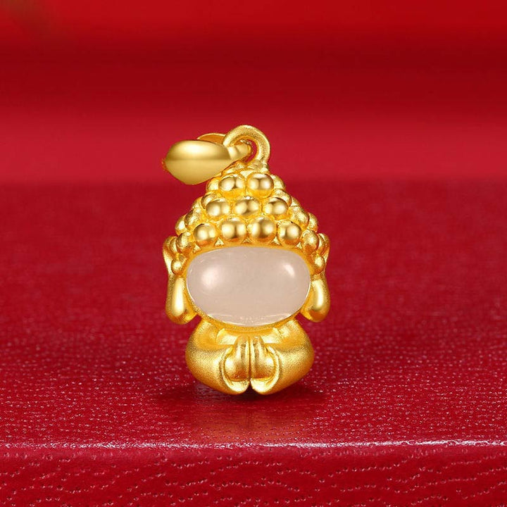 White Jade Buddha Success Pendant Necklace - image 6