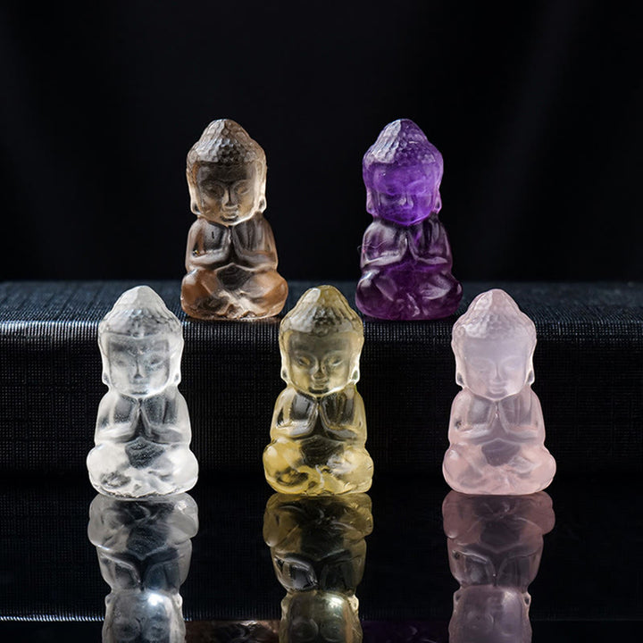 Buddha Stones Various Crystal Amethyst Pink Crystal White Crystal Citrine Buddha Carved Spiritual Healing Necklace Pendant Decoration - image 0