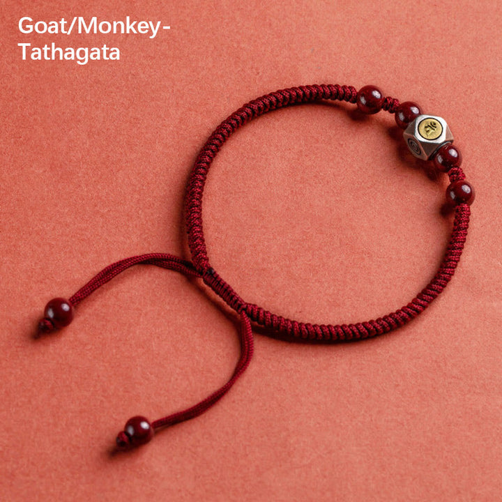 Buddha Stones 925 Sterling Silver Chinese Zodiac Natal Buddha Cinnabar Calm Bracelet - Goat/Monkey-Tathagata - Red(Wrist Circumference 14-18cm) - image 19