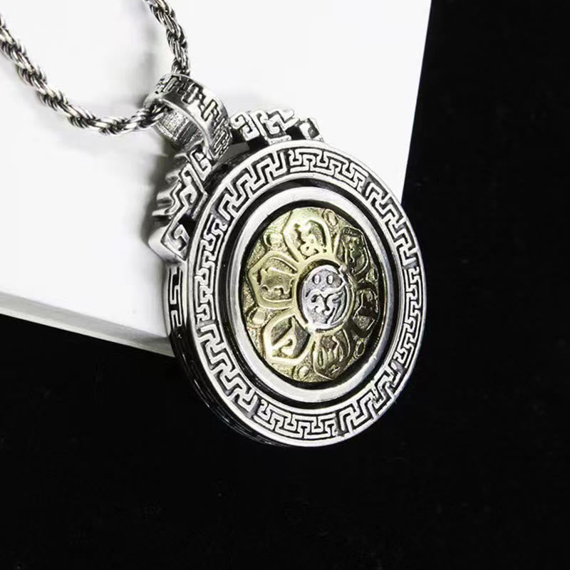 Buddha Stones Tibetan Om Mani Padme Hum Double Dorje Vajra Rotatable Purity Peace Necklace Pendant - Om Mani Padme Hum - image 1