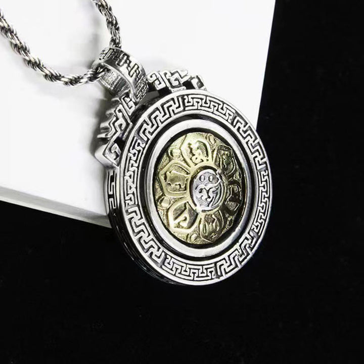Buddha Stones Tibetan Om Mani Padme Hum Double Dorje Vajra Rotatable Purity Peace Necklace Pendant - Om Mani Padme Hum - image 1