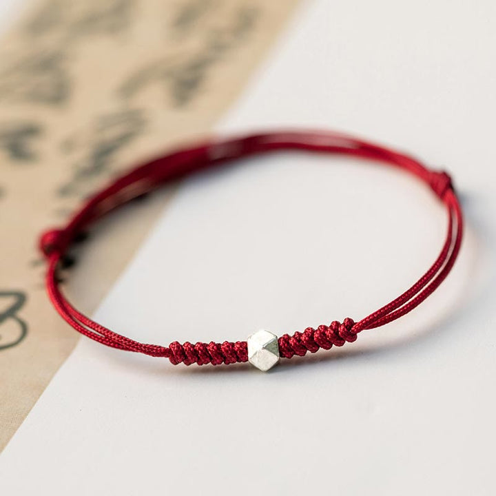 Buddha Stones 925 Sterling Silver Luck Bead Protection Red String Braided Bracelet - image 1