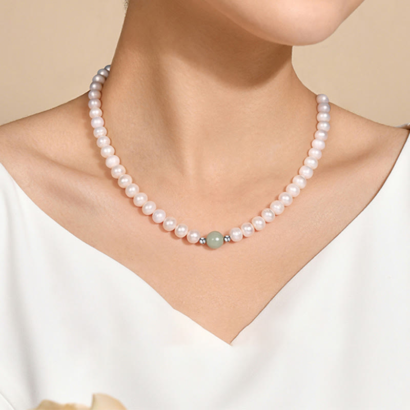 Buddha Stones 925 Sterling Silver Natural Pearl Jade Healing Necklace Bracelet Earrings With Gift Box - image 1