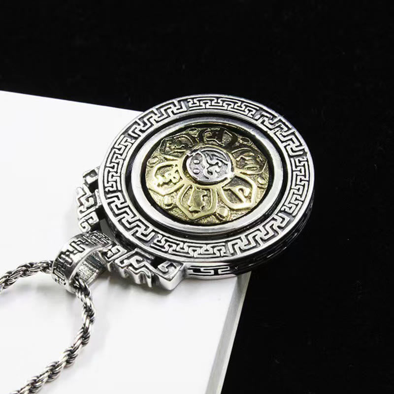 Buddha Stones Tibetan Om Mani Padme Hum Double Dorje Vajra Rotatable Purity Peace Necklace Pendant - image 2