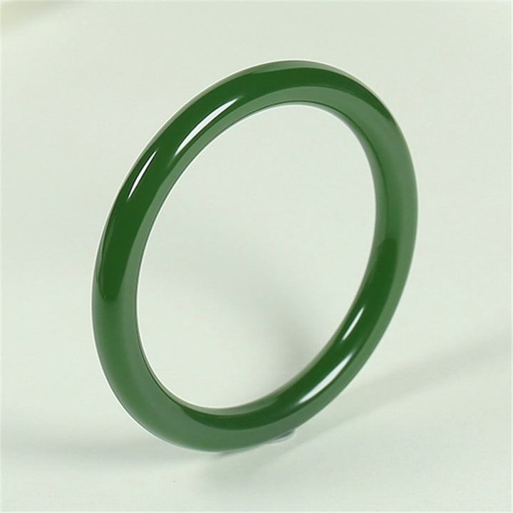 Buddha Stones Cyan Jade Longevity Blessing Bangle Bracelet - image 6