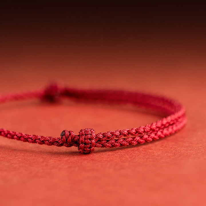 Buddha Stones 925 Sterling Silver Good Fortune Fu Character Agate Pearl Red String Braid Bracelet - image 6