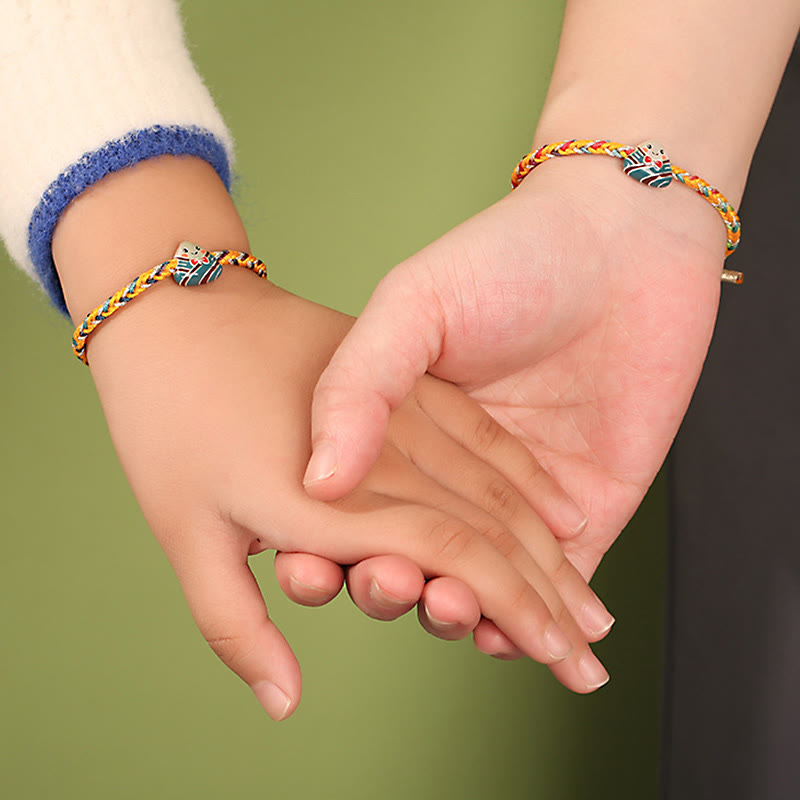 Buddha Stones 925 Sterling Silver Dragon Boat Festival Zongzi Pattern Luck Handmade Multicolored Rope Child Adult Bracelet - image 8