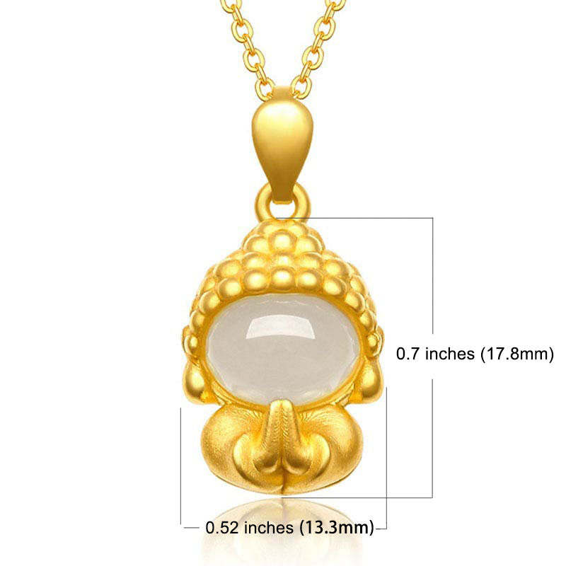 White Jade Buddha Success Pendant Necklace - image 2