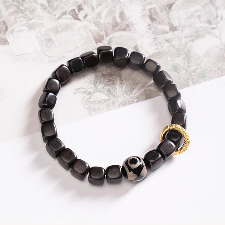 Buddha Stones Tibetan Ebony Wood Dzi Bead Balance Calm Bracelet