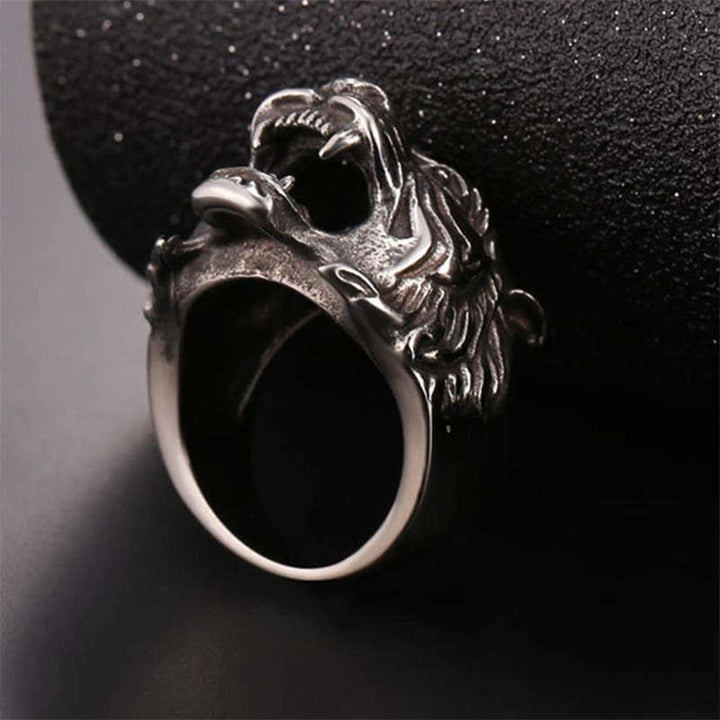 Men's Animal Tiger Head Titanium Steel Balance Calm Punk Rock Biker Ring