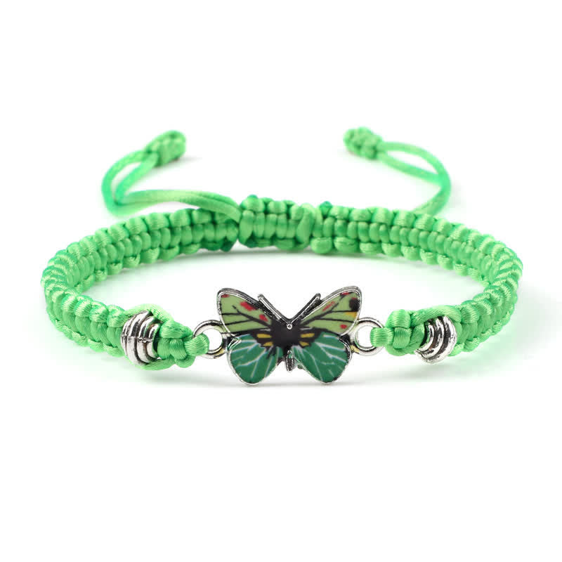 Buddha Stones Butterfly Freedom Love String Charm Bracelet - Light Green-Green Butterfly - image 18