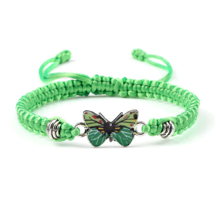 Buddha Stones Butterfly Freedom Love String Charm Bracelet - Light Green-Green Butterfly - image 18