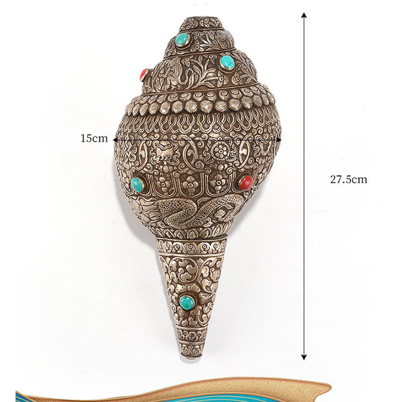 Tibetan Handmade Natural Shankha Engraved Eight Auspicious Symbols Conch Shell Lucky Home Decoration - image 13