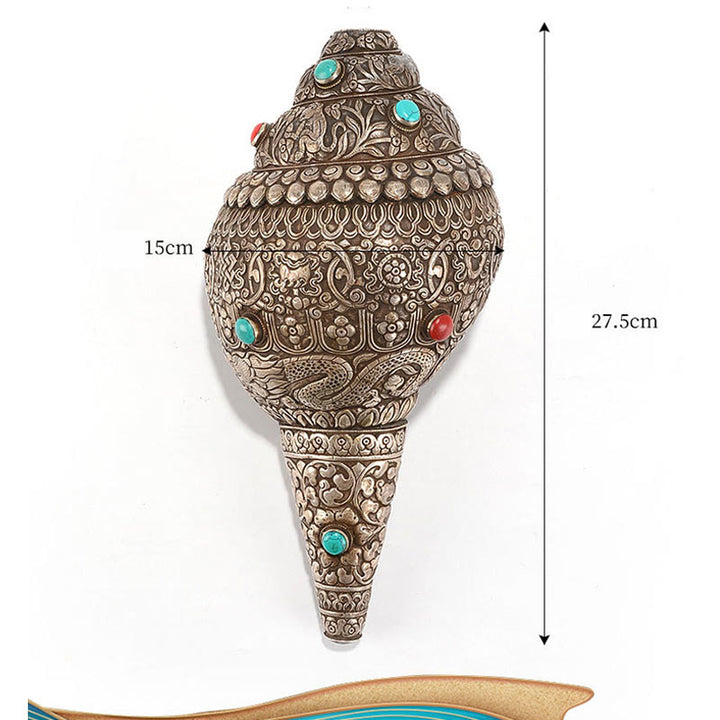 Tibetan Handmade Natural Shankha Engraved Eight Auspicious Symbols Conch Shell Lucky Home Decoration - image 13