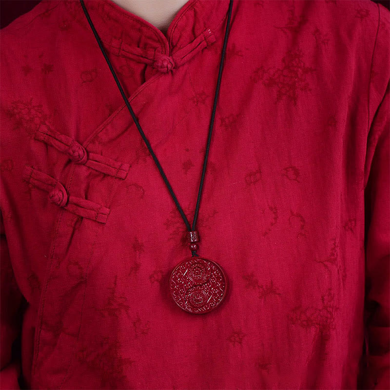 Buddha Stones Cinnabar Yin Yang Keep Away Evil Spirits Necklace Pendant - image 5