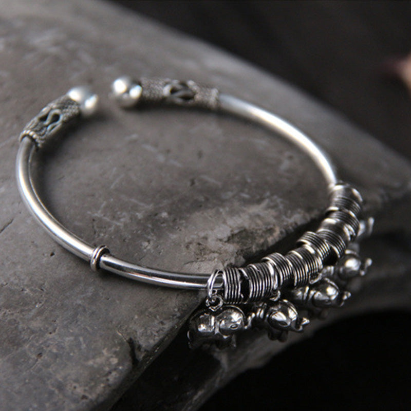 Buddha Stones 925 Sterling Silver Elephant Strength Bracelet Bangle - image 3