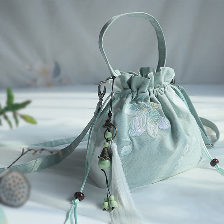 Buddha Stones Handmade Embroidered Flowers Canvas Tote Shoulder Bag Handbag - image 43
