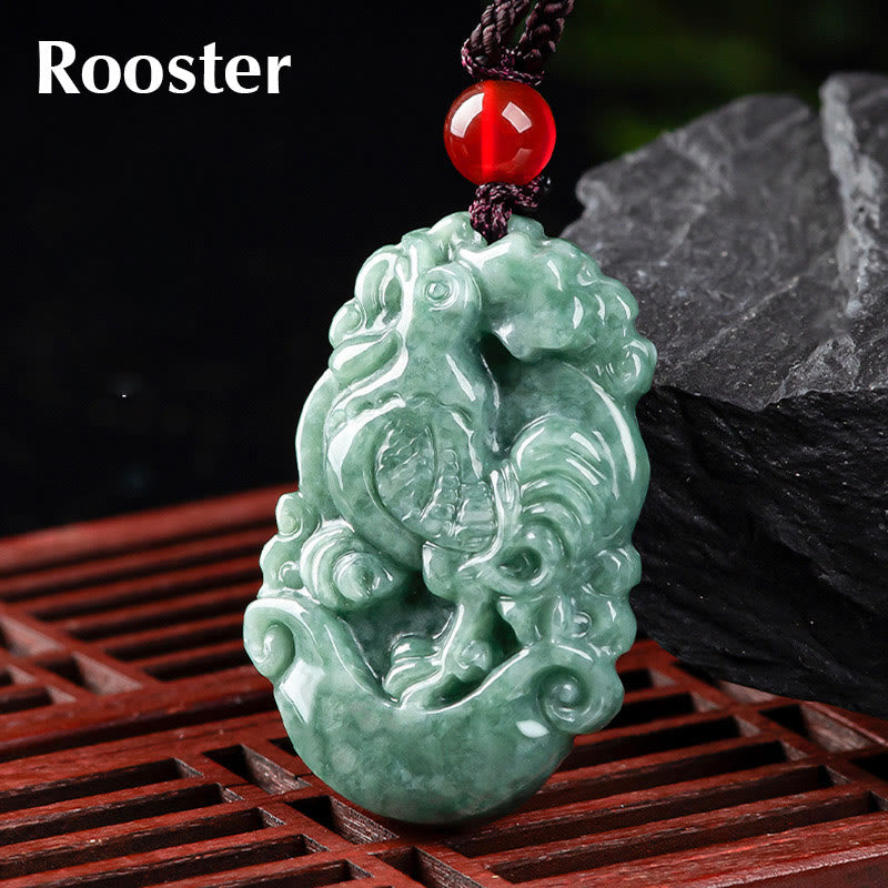 Buddha Stones Natural Jade 12 Chinese Zodiac Prosperity Necklace Pendant - Rooster - image 23