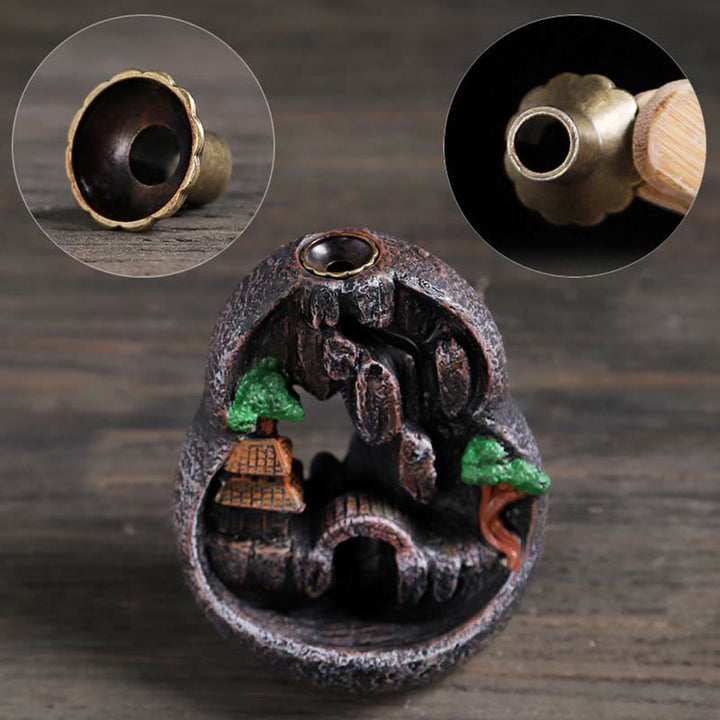Mountain Bridges Pattern Meditation Resin Backflow Incense Burner - image 4