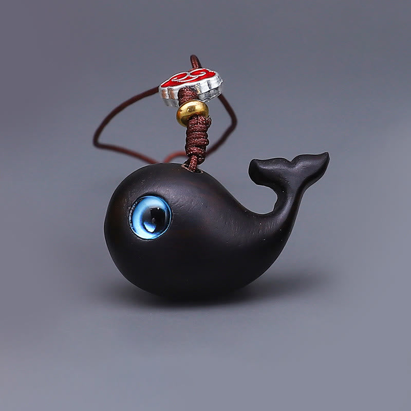 Buddha Stones Thuja Sutchuenensis Green Sandalwood Boxwood Mini Cute Animal Rabbit Cat Deer Whale Prosperity Phone Hanging Decorations - Red Sandalwood Small Whale - image 10