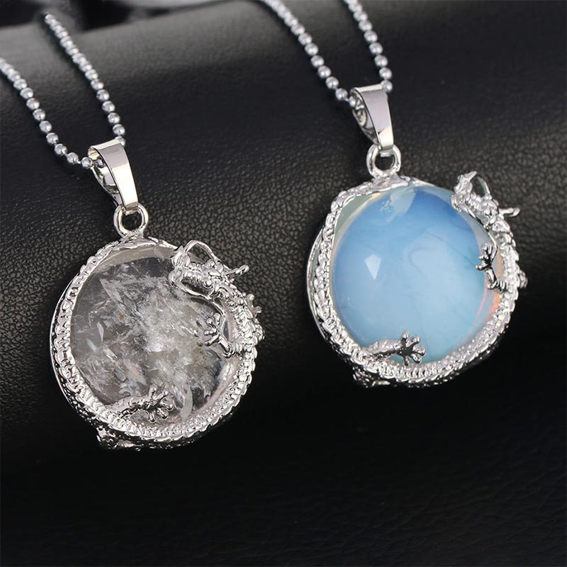 Buddha Stones Chinese Dragon Natural Quartz Crystal Healing Energy Necklace Pendant - image 2