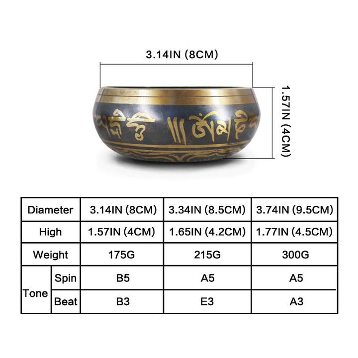 Buddha Stones Tibetan Meditation Bowl for Healing and Mindfulness Om Mani Padme Hum Singing Bowl - image 6