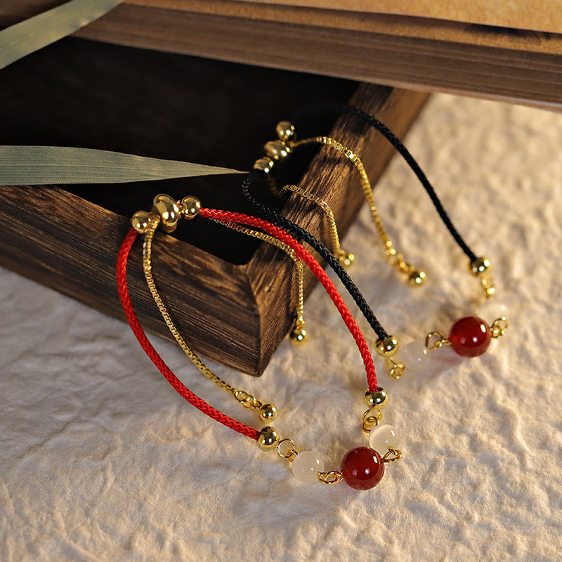 Buddha Stones Red Agate Cat Eye Braided String Confidence Bracelet - image 2