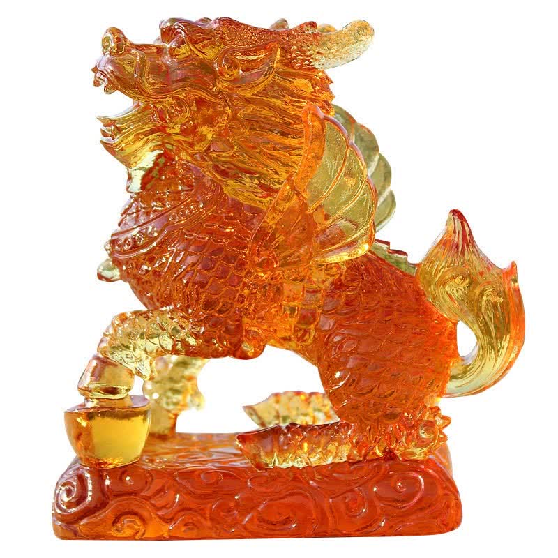 Feng Shui Kirin Handmade Liuli Crystal Art Piece Fortune Home Office Decoration - image 14
