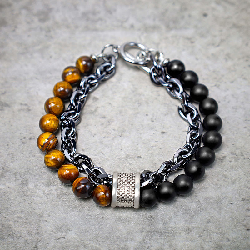 Buddha Stones Natural Tiger Eye Lazurite Lapis Lazuli Protection Bracelet - image 1