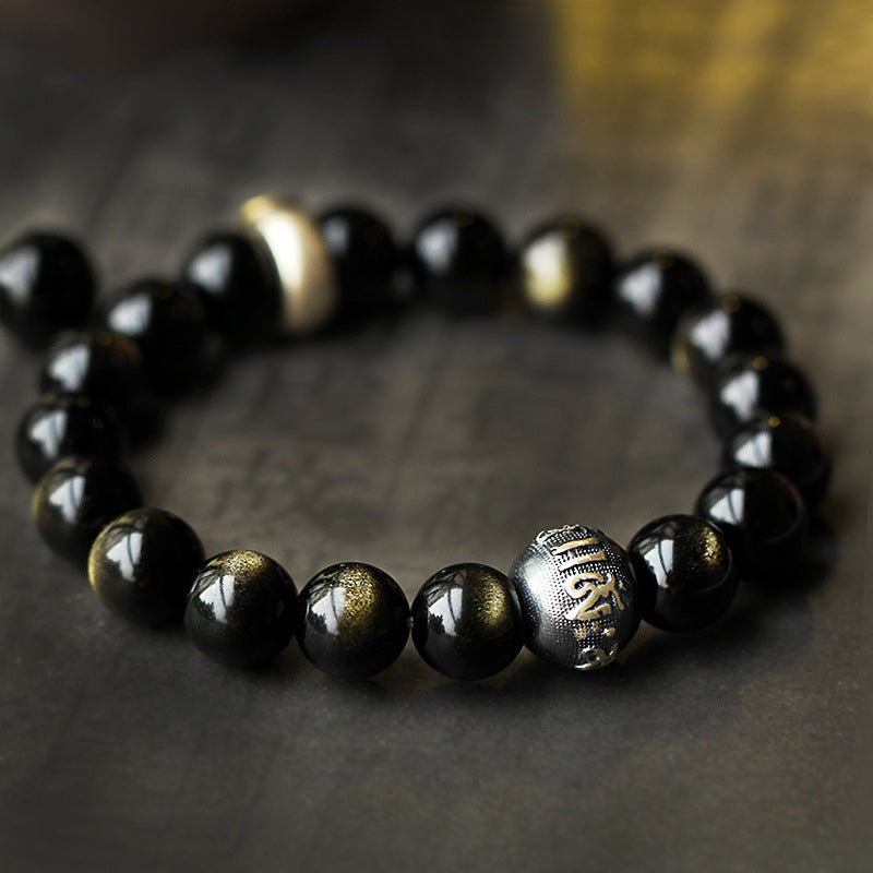 Buddha Stones Chinese Zodiac Natal Buddha Obsidian Purification Bracelet - image 1