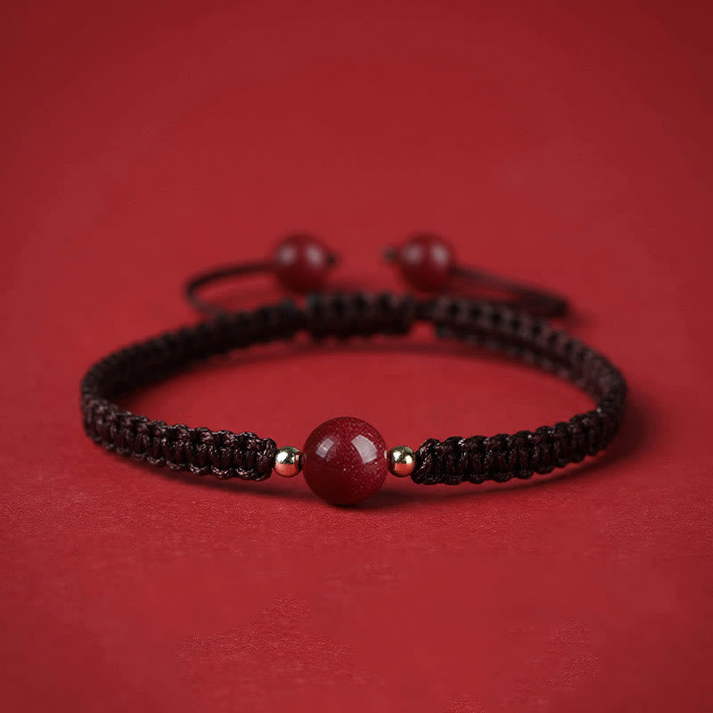 Buddha Stones Lucky Cinnabar Bead Blessing Red String Bracelet