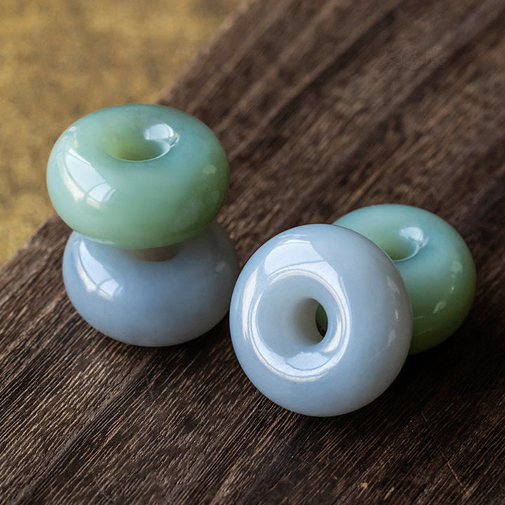 Natural Round Jade Gray Jade Peace Buckle Luck Necklace Pendant - image 24